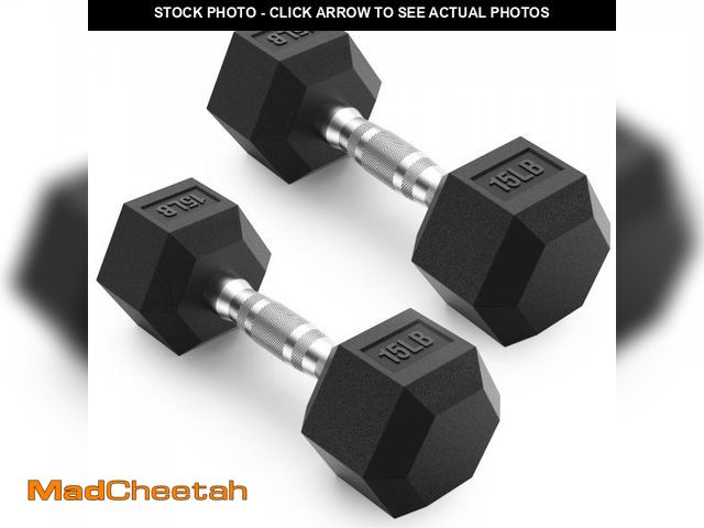 Lot 74-12140002 - PAPABABE HEX Dumbbell Set, Rubber Encased Home Gym Dumbbells, Exercise &amp; Fitness Weights Dumbbel...