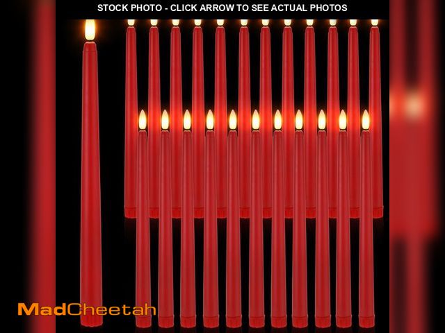 Lot 74-12703233 - Macarrie 24 Packs Flameless Taper Candles Battery Operated Fake 11 Inch Long Candle Light LED Flamel...