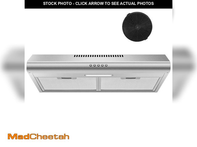 Lot 74-14256811 - Zomagas 24 in. 280CFM Range Hood Under Cabinet, Stainless Steel, Ducted/Ductless Convertible 3 Speed...
