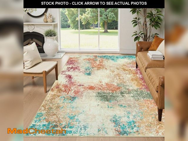 Lot 74-13041474 - Lahome Abstract 6x9 Area Rugs for Living Room, Machine Washable Ultra Thin Bedroom Rug Stain Resista...