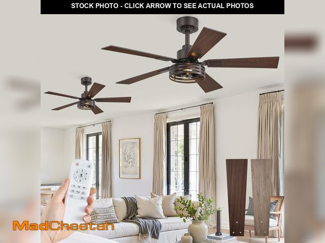Lot 74-13957233 - 42 Inch Farmhouse Ceiling Fan with Lights 2 Pack, Rustic Bronze Ceiling Fans with Remote, 5 Dual Fin...