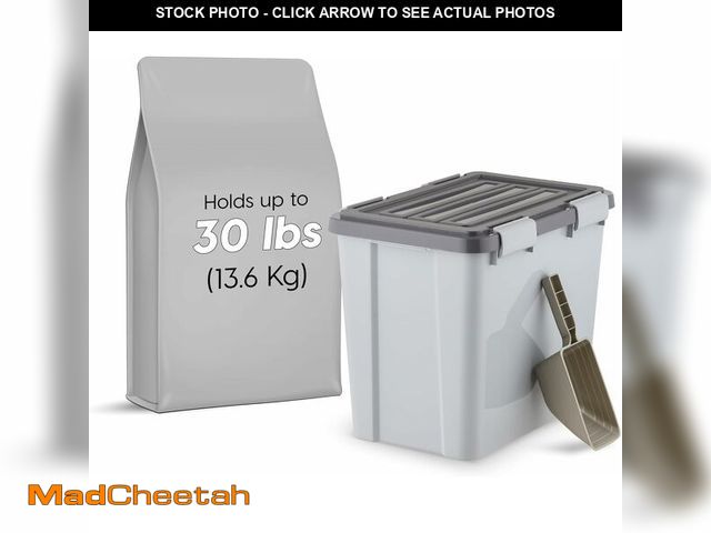 Lot 74-12664399 - IRIS USA Stackable Dog Food Storage Container with 2 Cup Scoop, 4 Secure Latches, Fits up to 30 lbs,...