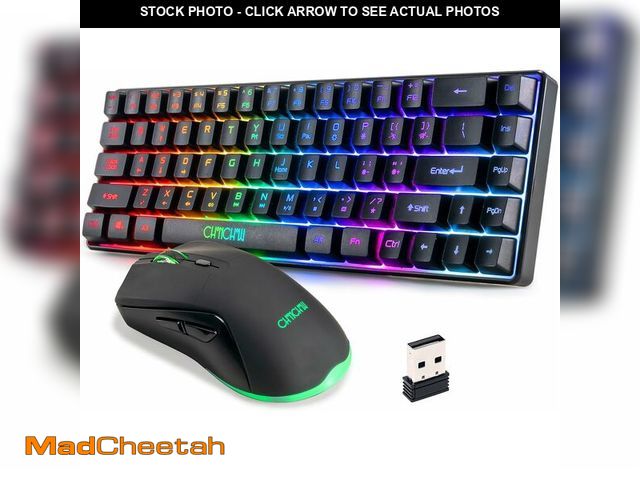 Lot 74-11352879 - *SEE DETAILS* CHONCHOW 60% Wireless Gaming Keyboard and Mouse Combo,LED Backlit Rechargeable 2000mAh...