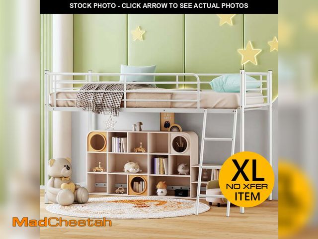 Lot 74-14604613 - Zimtown Junior Metal Twin Loft Bed, White - UNUSED