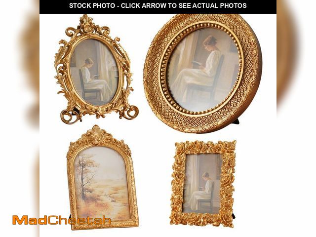Lot 74-14422495 - 4 Pcs Gold Vintage Picture Frames for Tabletop Display Wall Hanging, Ornate Antique Photo Frame with...