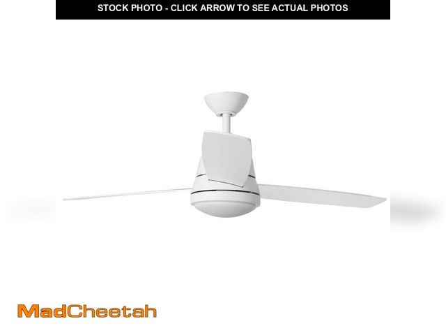 Lot 74-12804212 - *MISSING GLASS GLOBE* Hampton Bay Caprice 52 in. Integrated LED Indoor Matte White Ceiling Fan with ...
