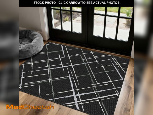 Lot 74-12718148 - TTelephant Non-Slip 3x5 Washable Rug, Modern Stripe Low-Pile Carpet, Non-Shedding Woven Rugs for Ent...