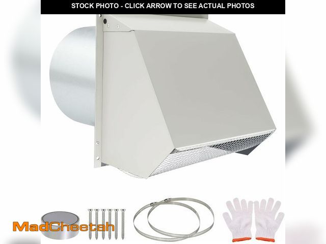Lot 74-14281162 - Upgraded 8 Inch Hooded Wall Vent, Outdoor Wall Exhaust Vent Cover Wall Cap with Screen &amp; Damper ...