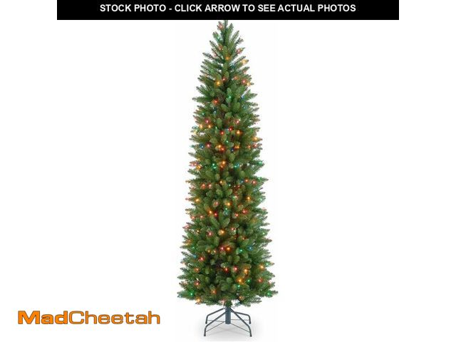 Lot 74-13418283 - National Tree Company 6.5 ft Pre-Lit Kingswood Fir Slim Artificial Christmas Tree, 250 Multicolor Li...