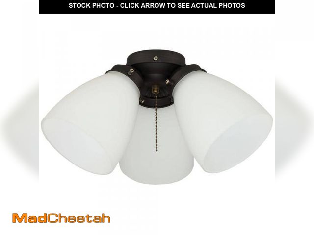 Lot 74-12141915 - Hampton Bay 3-Light Oil Rubbed Bronze Ceiling Fan Shades LED Light Kit - UNUSED