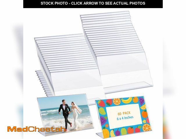 Lot 74-13952295 - MEYAGO 60 Pcs 4x6 Clear Acrylic Picture Frames Bulk Ã¢â¬â Horizontal L-Shaped Plastic Photo Sign ...