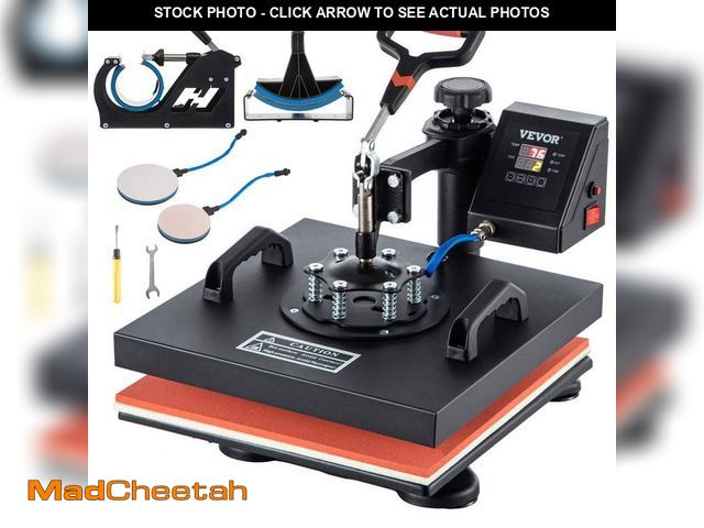 Lot 74-13269617 - VEVOR 15 in. L x 15 in. W Heat Press 5 in 1 Teflon Coated ETL/FCC Listed Sublimation Printers with M...