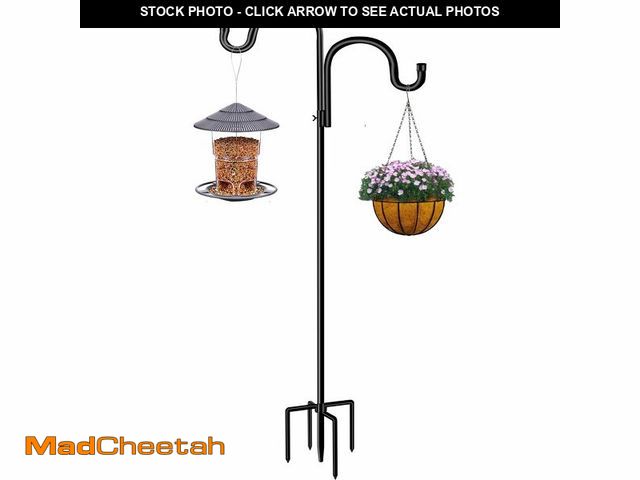 Lot 74-14539107 - Double Shepherds Hook for Outdoor,78 Inch Bird Feeder Pole with 5 Prongs Base, Heavy Duty Adjustable...