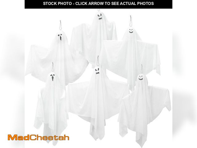 Lot 74-12697646 - 6 Pack Halloween Hanging Ghosts, 27.6 Inch Flying Ghost for Halloween Outdoor Decorations Front Yard...