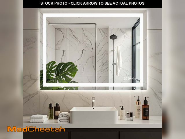 Lot 74-14586372 - EDX 28"X36" Anti-fog LED Bathroom Mirror with Dual Light Source and Three Lighting Modes, White - UN...