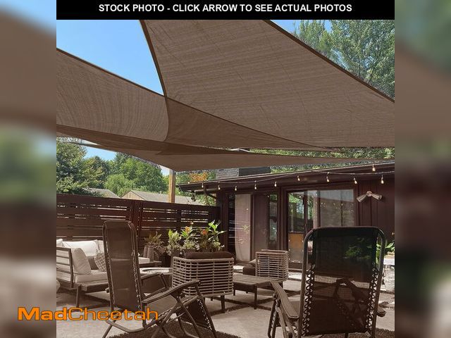 Lot 74-14478103 - LOVE STORY 16' x 16' x 16' Triangle Sun Shade Sail for Outdoor Patio, Brown - UNUSED