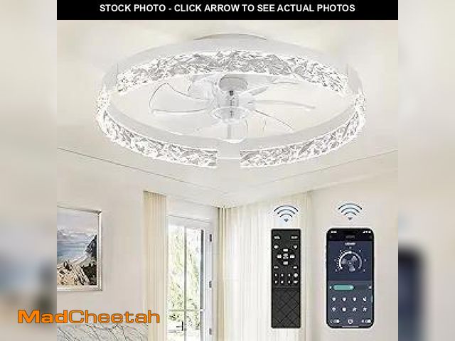 Lot 74-12124832 - LEDIARY 20 Inch Low Profile Ceiling Fans with Lights and Remote, Fandelier Ceiling Fan Flush Mount, ...