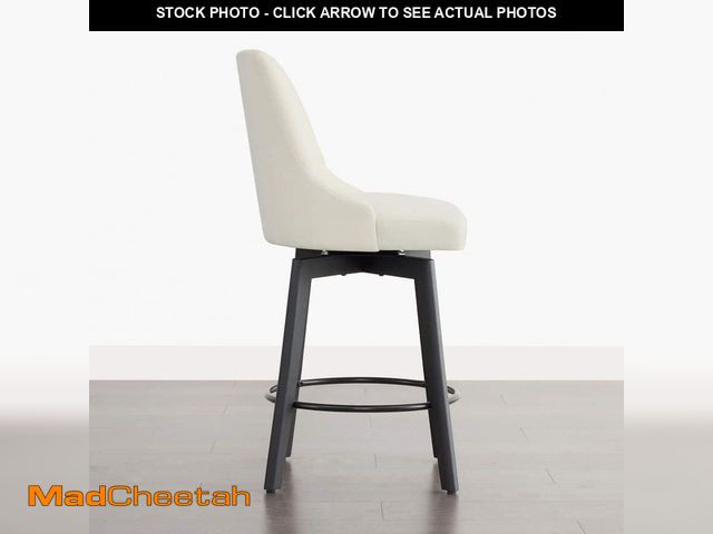 Lot 74-13019474 - Spruce &amp; Spring Calix 37.8 in. Linen Fabric Wood Frame 360ÃÂ° Swivel Upholstered Counter Height...