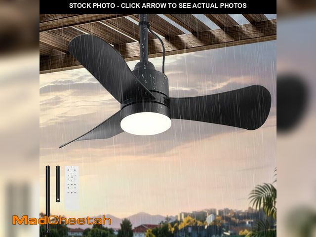 Lot 74-14144299 - AHAWILL Gazebo Fan,32" Plug in Ceiling Fan with 3 Color LED Light,Waterproof Outdoor Hanging Fan,Out...