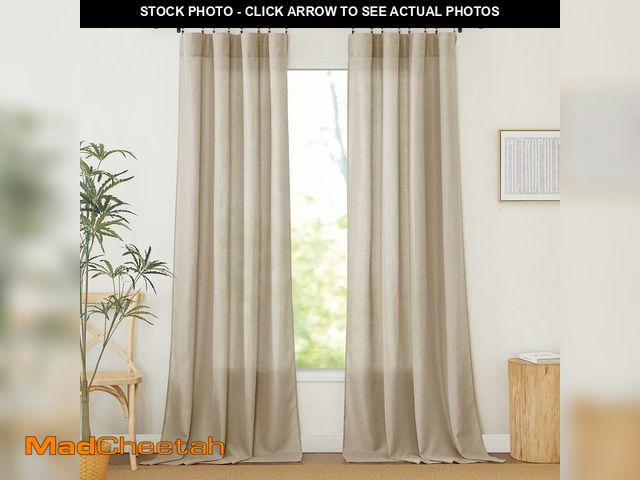 Lot 74-13574173 - *SEE PICS FOR COLOR* RYB HOME Boho Linen Sheer Curtains for Living Room, Thick Flax Privacy Drapes w...