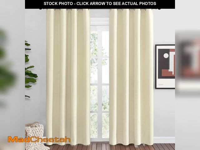 Lot 74-13628223 - NICETOWN Beige Room Darkening Curtains 86" Long for Boho Farmhouse Home Decoration, Window Treatment...