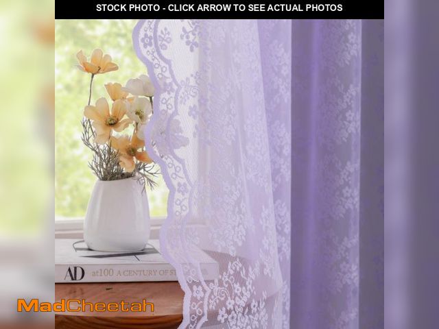 Lot 74-12438468 - Lavender Curtains for Bedroom Girls 2 Panels Set Light Purple Sheer Lace Curtains 63 Inch Length Fre...