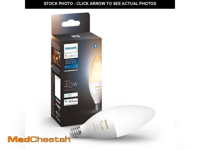 Lot 74-13051273 - Philips Hue 40-Watt Equivalent E12 Smart LED Candelabra Tunable White Light Bulb with Bluetooth (1-P...