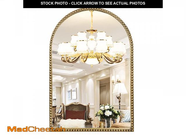 Lot 74-12161581 - Fobule Arched Wall Mirror for Bathroom, 30"x40" Metal Beaded Frame Decorative Accent Mirror, Large M...