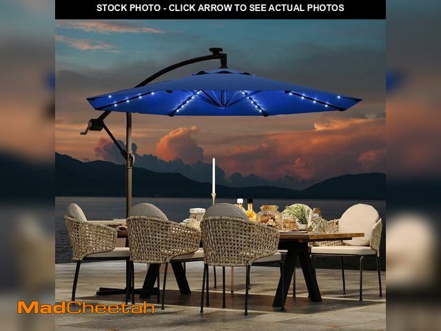 Lot 74-12695291 - HarmonyHealth 10FT Cantilever Umbrella with Solar Lights, Outdoor Offset Market Umbrella with Infini...
