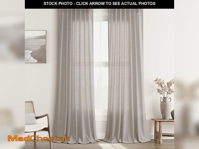Lot 74-12600033 - Aersas Brownish Grey Pinch Pleat Linen Curtains 90 Inch Length 2 Panels Set for Bedroom Dinging Room...