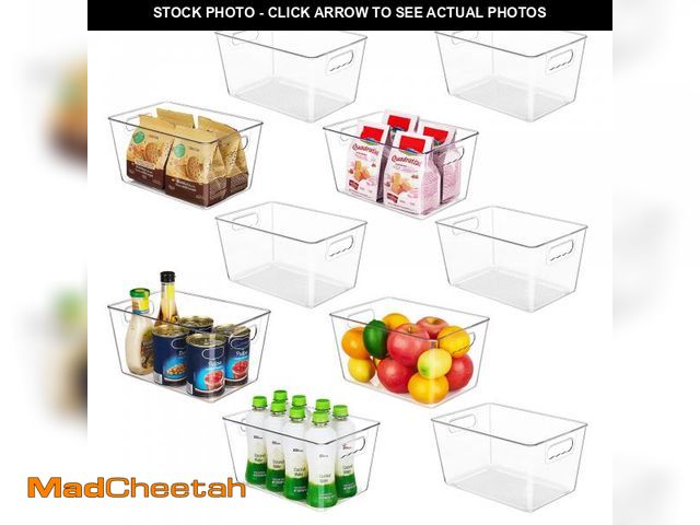 Lot 74-12538034 - YIHONG Clear Pantry Storage Organizer Bins, 10 Pack Plastic Food Storage Bins with Handle for Kitche...