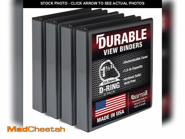 Lot 74-13548038 - Samsill Durable 1.5 inch 3 Ring Binder, Made in USA, D Ring Binder, FSC 100% Recycled Chipboard, Bla...