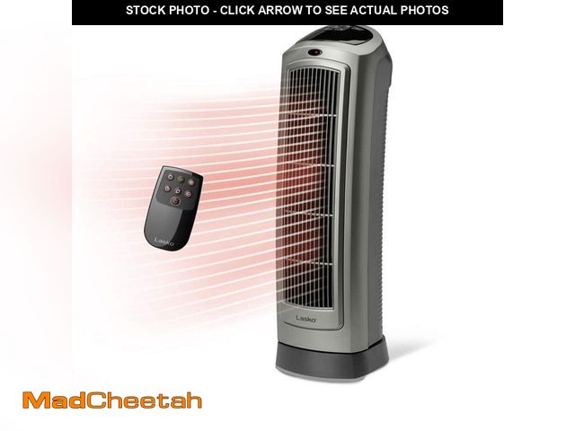 Lot 74-13038962 - Lasko 1500W 22 in. Gray Electric Tower Ceramic Space Heater with Digital Display, Thermostat and Rem...