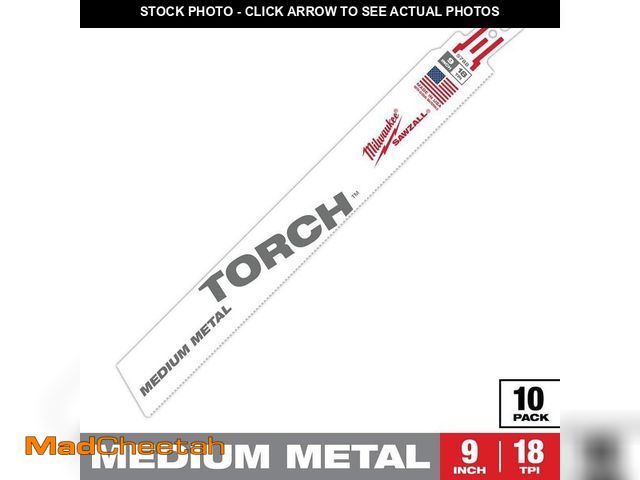 Lot 74-12989318 - Milwaukee 9 in. 18 TPI TORCH Medium Metal SAWZALL Reciprocating Saw Blades (10-Pack) - UNUSED