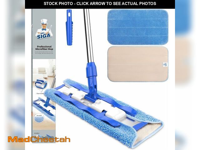 Lot 74-13927322 - MR.SIGA Professional Microfiber Mop for Hardwood, Laminate, Tile Floor Cleaning, Stainless Steel Tel...
