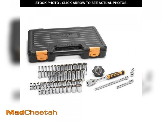Lot 74-12462938 - GEARWRENCH 1/4 in. Drive 90-Tooth 6-Point Standard and Deep SAE/Metric Mechanics Tool Set (52-Piece)...