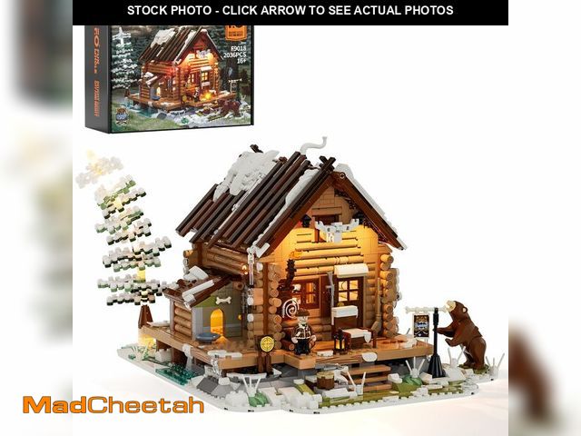 Lot 74-13714972 - FUNWHOLE Hunting-Cabin Lighting Building-Bricks Set - Retro Wooden Cabin LED Light Construction Buil...