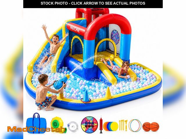 Lot 74-14608911 - Neche Inflatable Water Slide, 106.59" x105.77" x54.78"Large Bounce House,Indoor/Outdoor Kids Bouncy ...