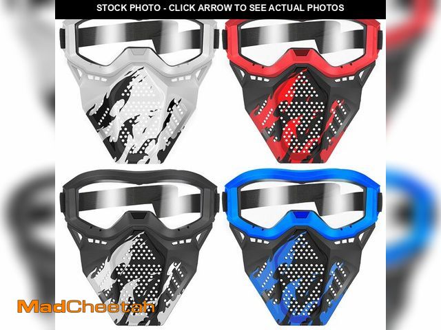Lot 74-14063565 - POKONBOY 4 Pack Tactical Mask for Kids, Safety Goggles Compatible with Nerf Rival, Apollo, Zeus, Kha...