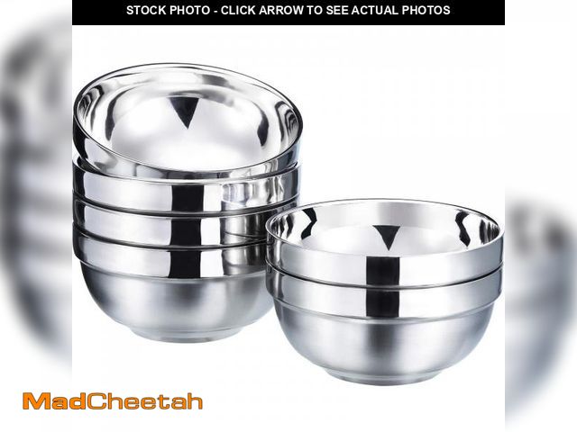 Lot 74-12312569 - SATINIOR 6 Pack Stainless Steel Bowls for Kids and Adults Stainless Steel Cereal Bowls Double-walled...