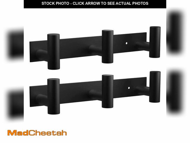 Lot 74-13955598 - VAEHOLD Black Hat and Coat Wall Mount Rack - 3 Hooks for Robes, Bags, Keys, and Towels - Bathroom To...