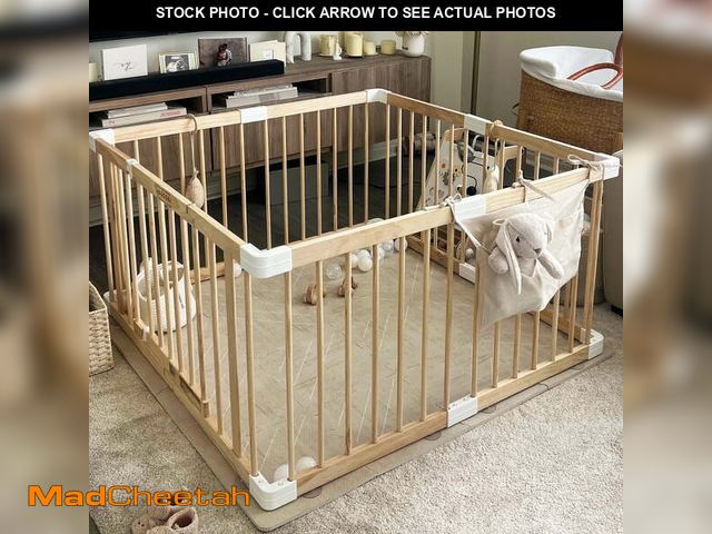 Lot 74-12637003 - HARPPA Wooden Baby Gate Playpen, Small Play Yard Fence for Toddlers, 45.66" x 45.66" x 24" - UNUSED
