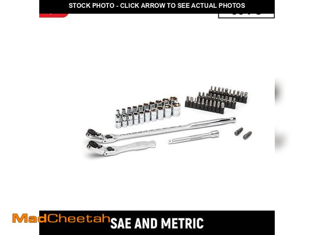 Lot 74-14084334 - GEARWRENCH 1/4 in. Drive 6-Point SAE/Metric Slim Flex-Head Ratchet and Socket Mechanics Tool Set (55...