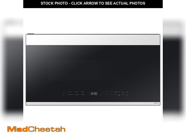 Lot 74-12685384 - Samsung Bespoke Smart 2.1 cu. ft. White Glass 1000-Watt Over-the-Range Microwave with Auto Connectiv...