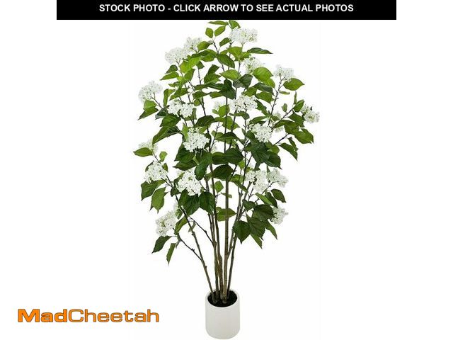 Lot 74-13926841 - Alonfale 6FT Artificial Hydrangea Tree with 29 Blooms, Potted Fake Plant for Home Office Decor, Real...