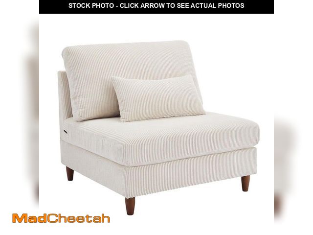 Lot 74-14344385 - Uixe 37.3 in. Luxury Armless Corduroy Polyester Rectangle Sectional Center 1-Seat Sofa in Beige (Set...