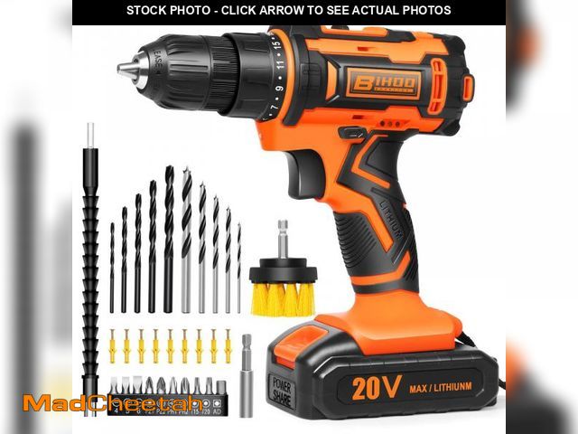 Lot 74-11545336 - 20v Drill Driver Set,Cordless Drill with Battery and Charger,LED Tools Kit,25+1 Torque Setting and 4...