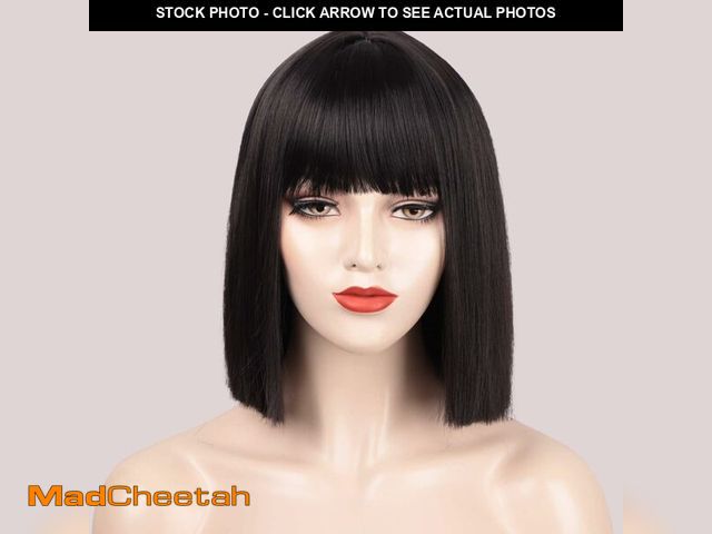 Lot 74-13568706 - ENTRANCED STYLES Black Bob Wig with Bangs, Short Black Wig for Women Straight Bob Wigs Heat Resistan...