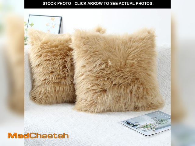 Lot 74-12715747 - OYIMUA Fluffy Decorative Throw Pillow Covers Beige 24Ãâ24, Faux Fur Farmhouse Luxury Pillow Cases...