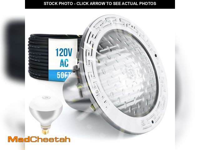Lot 74-13946395 - 120V 10-Inch Waterproof Pool Light for Inground Pools Ã¢â¬â IP68 Rated, Includes 2 x 500W Incande...